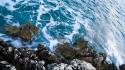 Power rock sea waves wallpaper
