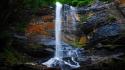 Rocks falls rainbows moss waterfalls rivers cliff wallpaper