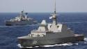 Sea battle vessel warships formation blue marine wallpaper