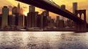 Sun bridges buildings new york city cities wallpaper