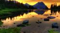 Sunset landscapes nature lakes reflections wallpaper
