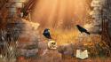 Autumn dawn gothic digital art morning crows raven wallpaper