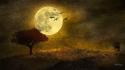 Autumn moon moonlight digital art artwork wallpaper