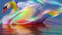 Abstract swans colors wallpaper