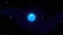 Blue outer space stars planets lonely digital art wallpaper
