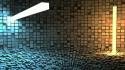 Light holes pixels cubes digital art 3d wallpaper