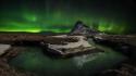 Mountains landscapes nature aurora borealis lakes reflections horseshoe wallpaper