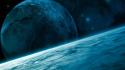 Outer space planets digital art wallpaper