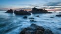 Sunset coast rocks usa california evening sea wallpaper
