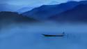 Blue mountains landscapes nature fog lakes wallpaper