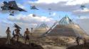Buildings egypt spaceships egyptian alien pyramids cairo sci-fi wallpaper