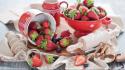 Kitchen strawberries food art wallpaper