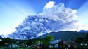 Smoke destruction town eruption patagonia skies chaiten wallpaper