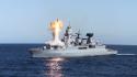 Warships firing missile blue sea marine anti-ship wallpaper