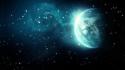 Blue outer space planets wallpaper