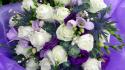 Bouquet flowers purple roses white wallpaper