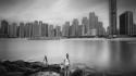 Cityscapes grayscale long exposure wallpaper