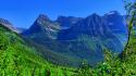 Green blue mountains landscapes nature snow forests summer wallpaper