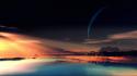 Mountains clouds landscapes planets science fiction lakes moons wallpaper