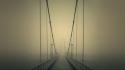 Slender man black and white bridges fog landscapes wallpaper