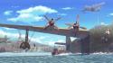Aircraft biplane boats boys harbours wallpaper