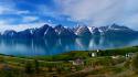 Deva norway clouds fjord grass wallpaper