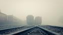 Fog landscapes mist railroad crossing railroads wallpaper