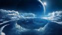 Outer space planets sci-fi spaceships wallpaper