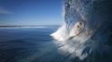 Blue skies loops nature surfers surfing wallpaper