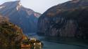 China yangtze river canyon cliffs houses wallpaper