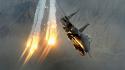 F-15 eagle aircraft flares rocket strike wallpaper