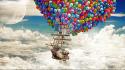 Fantastic balloons clouds colors digital art wallpaper