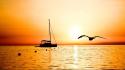 Boat silhouette sunset wallpaper
