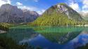 Forests buildings italy south tyrol lakes reflections wallpaper