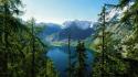 Forests germany lakes snowy peaks natural beauty wallpaper