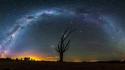 Milky way nocturnal starry night blue landscapes wallpaper