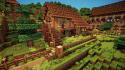 Minecraft houses landscapes video games wallpaper