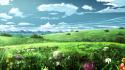 Original content clouds flowers grass landscapes wallpaper