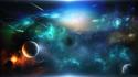 Outer space stars planets digital art wallpaper