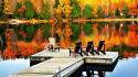 Autumn lakes piers reflections relaxing wallpaper