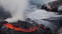 Fire lava rocks fried rivers volcanic beach wallpaper