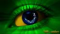Green blue eyes yellow brazil digital art wallpaper