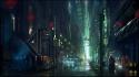 Artwork cityscapes futuristic science fiction trains wallpaper