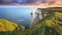 France cliffs normandie etretat seascape upscaled beach wallpaper