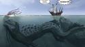 Kraken creatures funny sea ships wallpaper
