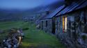 Landscapes houses rocks mist scotland window panes stone wallpaper
