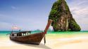 Nature islands boats skies sea beach krabi wallpaper