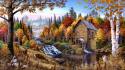 Artwork forests home oil painting paintings wallpaper