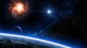 Digital art nebulae outer space planets stars wallpaper