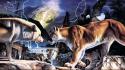 Animals creative digital art duel fantasy wallpaper